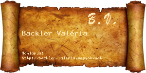 Backler Valéria névjegykártya